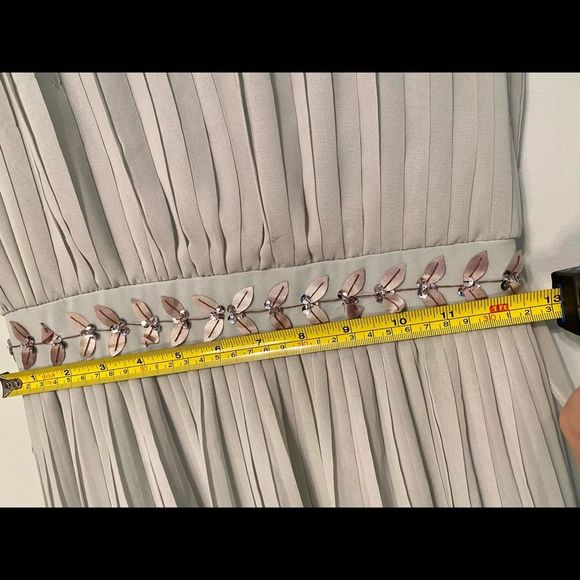 LC Lauren Conrad Runway Maxi Blue Teal Ombré Dress, Beaded Empire Waist, Wedding - Picture 7 of 10